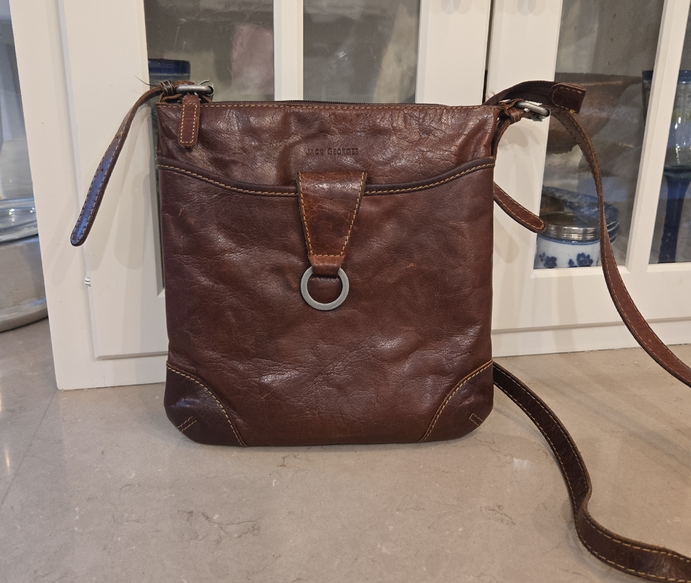 Jack Georges Brown Leather Crossbody Bag